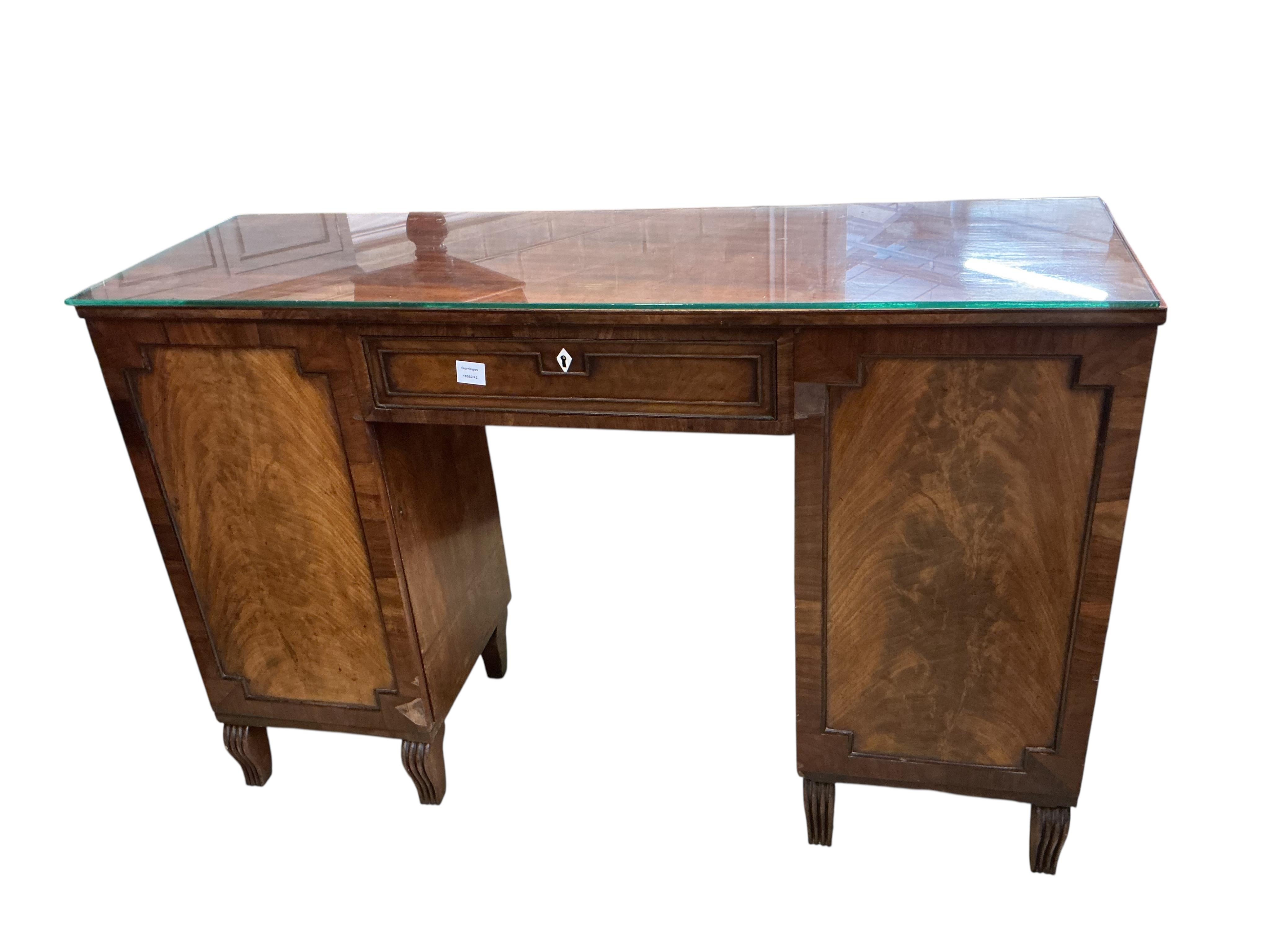 A Regency mahogany pedestal sideboard, width 140cm, depth 46cm, height 91cm